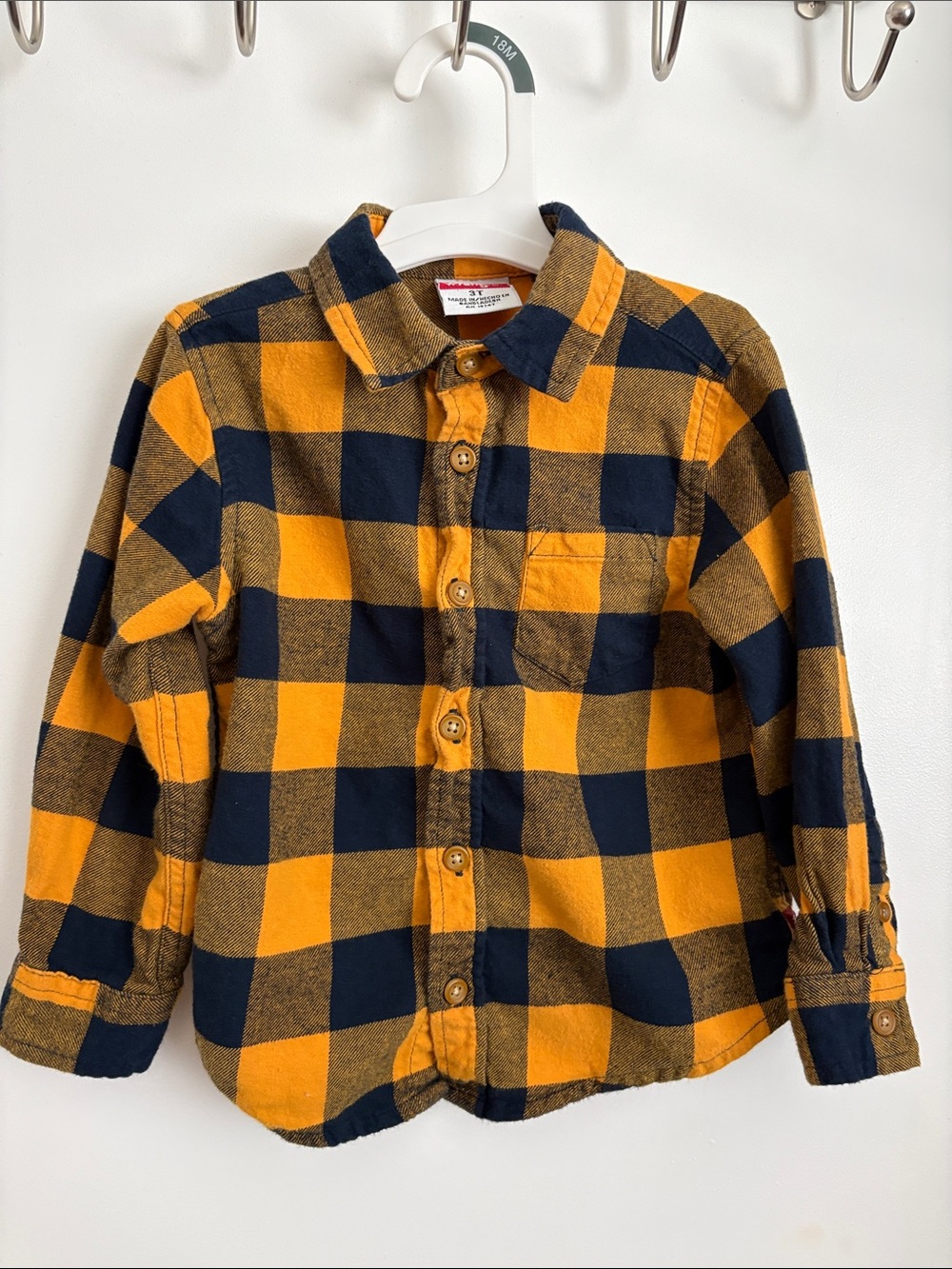 Wrangler Boys' Yellow & Navy Plaid Button-Up Shirt